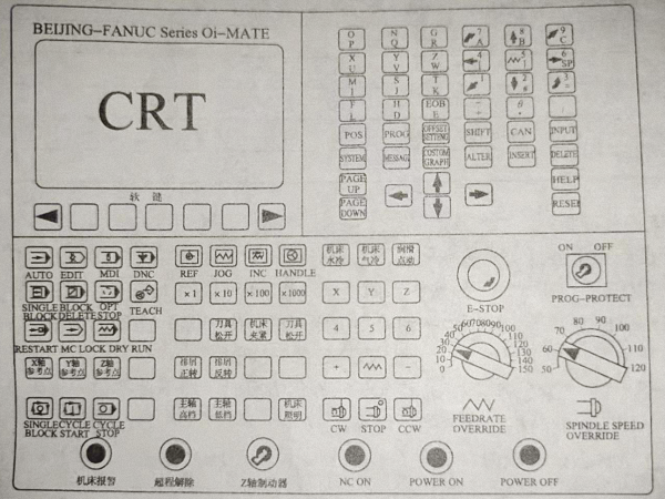 以FANUC-0i-MATE為數控系統的加工中心總面板圖